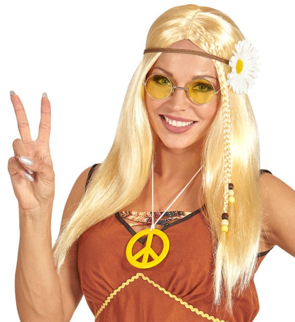 Happy Hippie Perücke mit Blumenband blond For Discount