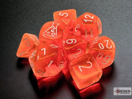 Chessex -  Lab Dice 7 Piece - Translucent - Orange White (With Bonus Die) Cheap