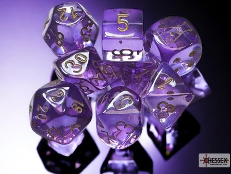 Chessex -  Lab Dice 7 Piece - Translucent - Lavender Gold (With Bonus Die) For Cheap