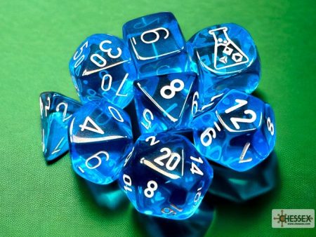 Chessex - Lab Dice 7 Piece - Translucent - Tropical Blue White (With Bonus Die) Discount